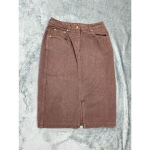 Vintage DKNY Women's Skirt  Brown denim pencil skirt  slit size 10 Made in USA‎